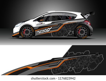 Car wrap graphic vector. Abstract stripe racing background kit designs for wrap vehicle, race car, rally, adventure and livery