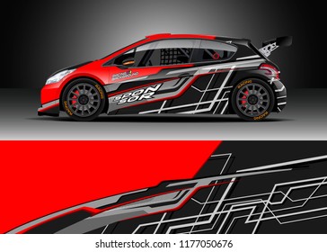 Car wrap graphic vector. Abstract stripe racing background kit designs for wrap vehicle, race car, rally, adventure and livery