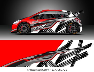Car wrap graphic vector. Abstract stripe racing background kit designs for wrap vehicle, race car, rally, adventure and livery