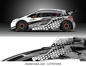 Car wrap graphic vector. Abstract stripe racing background kit designs for wrap vehicle, race car, rally, adventure and livery