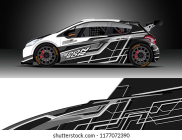 Car wrap graphic vector. Abstract stripe racing background kit designs for wrap vehicle, race car, rally, adventure and livery