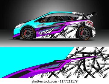 Car wrap graphic vector. Abstract stripe racing background kit designs for wrap vehicle, race car, rally, adventure and livery