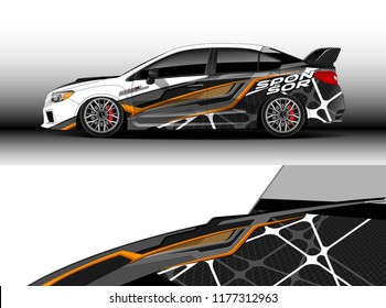 Car wrap graphic vector. Abstract stripe racing background kit designs for wrap vehicle, race car, rally, adventure and livery