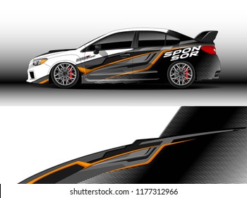 Car wrap graphic vector. Abstract stripe racing background kit designs for wrap vehicle, race car, rally, adventure and livery