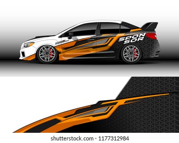 Car wrap graphic vector. Abstract stripe racing background kit designs for wrap vehicle, race car, rally, adventure and livery