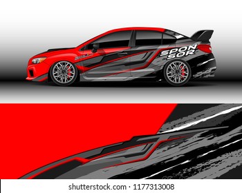 Car wrap graphic vector. Abstract stripe racing background kit designs for wrap vehicle, race car, rally, adventure and livery