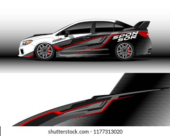 Car wrap graphic vector. Abstract stripe racing background kit designs for wrap vehicle, race car, rally, adventure and livery