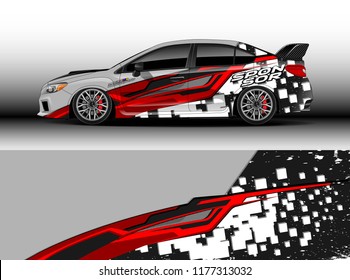Car wrap graphic vector. Abstract stripe racing background kit designs for wrap vehicle, race car, rally, adventure and livery
