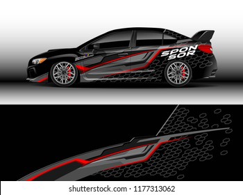 Car wrap graphic vector. Abstract stripe racing background kit designs for wrap vehicle, race car, rally, adventure and livery