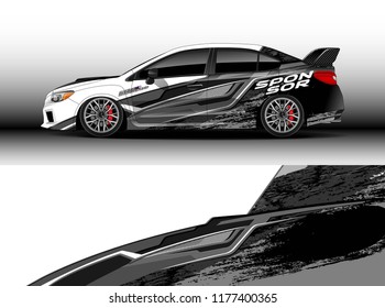 Car wrap graphic vector. Abstract stripe racing background kit designs for wrap vehicle, race car, rally, adventure and livery