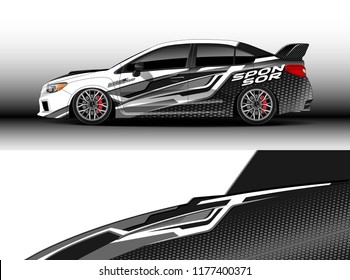 Car wrap graphic vector. Abstract stripe racing background kit designs for wrap vehicle, race car, rally, adventure and livery