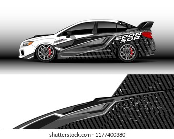 Car wrap graphic vector. Abstract stripe racing background kit designs for wrap vehicle, race car, rally, adventure and livery
