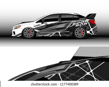 Car wrap graphic vector. Abstract stripe racing background kit designs for wrap vehicle, race car, rally, adventure and livery
