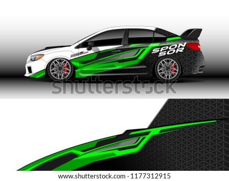 Car wrap graphic vector. Abstract stripe racing background kit designs for wrap vehicle, race car, rally, adventure and livery