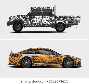 car wrap illustration or Creativity Racing Car wrap graphics