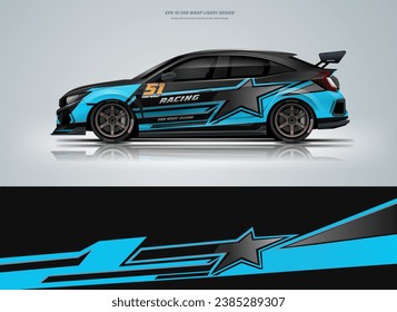 Diseño de la línea de ajuste del coche con archivo imprimible por debajo de los pasos vectoriales