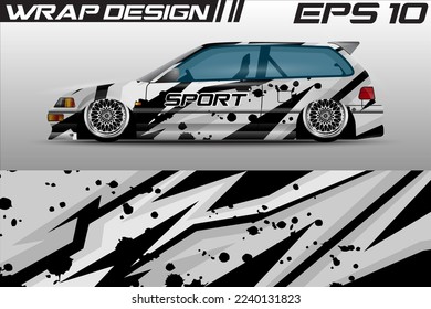 Car wrap livery design, rally racing, premium vector sporty gravis background