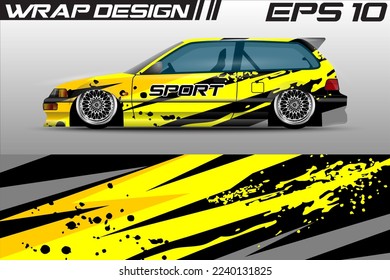 Car wrap livery design, rally racing, premium vector sporty gravis background