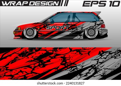 Car wrap livery design, rally racing, premium vector sporty gravis background