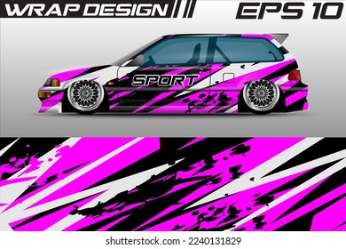 Car wrap livery design, rally racing, premium vector sporty gravis background