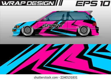 Car wrap livery design, rally racing, premium vector sporty gravis background