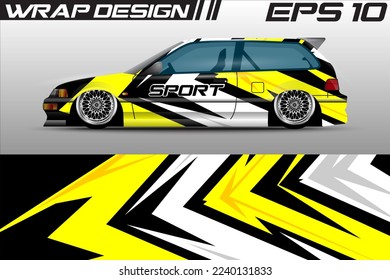 Car wrap livery design, rally racing, premium vector sporty gravis background