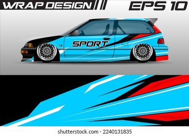 Car wrap livery design, rally racing, premium vector sporty gravis background