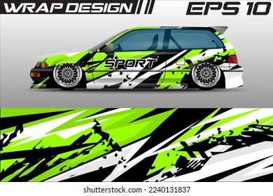 Car wrap livery design, rally racing, premium vector sporty gravis background