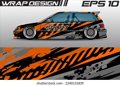 Car wrap livery design, rally racing, premium vector sporty gravis background