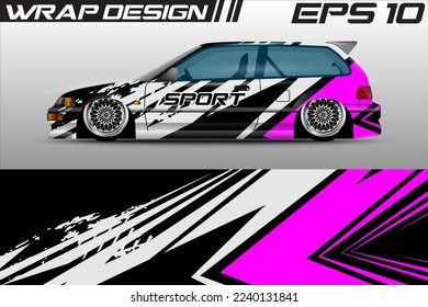 Car wrap livery design, rally racing, premium vector sporty gravis background