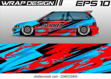 Car wrap livery design, rally racing, premium vector sporty gravis background