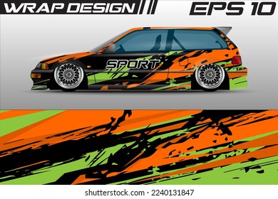 Car wrap livery design, rally racing, premium vector sporty gravis background