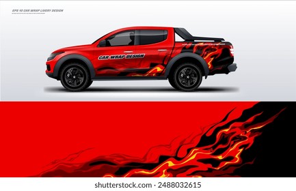 Car Wrap livery design for universal pick up truck vector file with printable file below