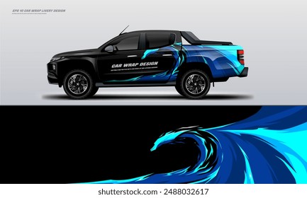 Car Wrap livery design for universal pick up truck vector file with printable file below