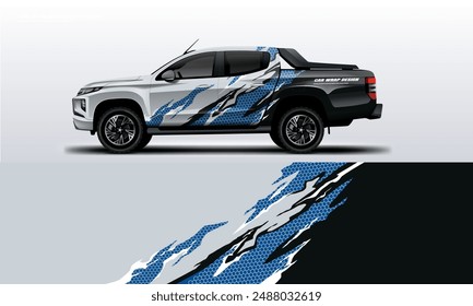 Car Wrap livery design for universal pick up truck vector file with printable file below