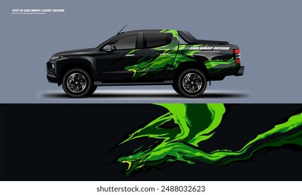 Diseño de la librea del envoltorio del coche para el archivo universal del Vector de la camioneta con el archivo imprimible abajo