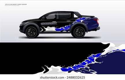 Car Wrap livery design for universal pick up truck vector file with printable file below