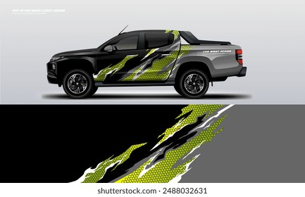 Diseño de la librea del envoltorio del coche para el archivo universal del Vector de la camioneta con el archivo imprimible abajo