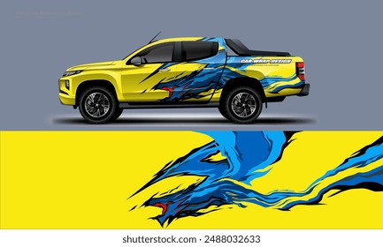 Car Wrap livery design for universal pick up truck vector file with printable file below