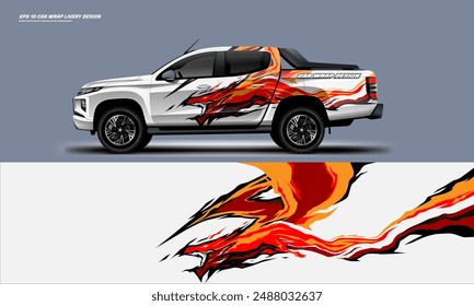 Car Wrap livery design for universal pick up truck vector file with printable file below
