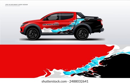 Car Wrap livery design for universal pick up truck vector file with printable file below