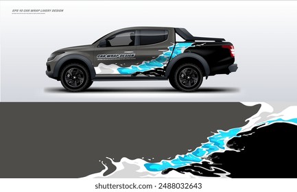 Car Wrap livery design for universal pick up truck vector file with printable file below