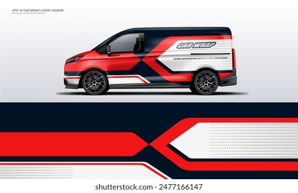 Diseño de la librea del envoltorio del coche para el archivo imprimible del eps 10 del Vector de la furgoneta