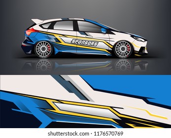 Car wrap.  modern racing car wrap strip for sedan and hatchback. vector eps10.