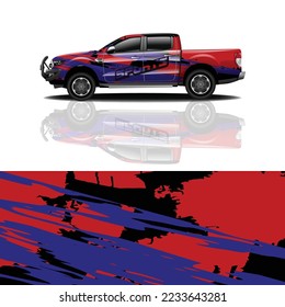 Concepto de diseño de pegatinas de envoltura de coches. Resumen del fondo de granulado para el envoltorio de vehículos, el coche de carreras, la furgoneta de carga, la camioneta y el enganche.