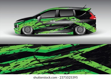Concepto de diseño de pegatinas de envoltura de coches. Fondo abstracto de granulado para vehículos