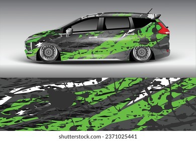 Concepto de diseño de pegatinas de envoltura de coches. Fondo abstracto de granulado para vehículos