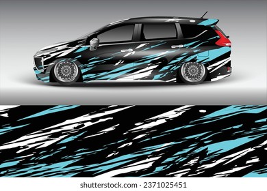 Concepto de diseño de pegatinas de envoltura de coches. Fondo abstracto de granulado para vehículos
