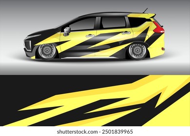 Vector del diseño de la etiqueta engomada del abrigo del coche, para hacer publicidad o la etiqueta engomada de encargo del vehículo del rally de las carreras del estilo de la librea