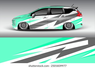 Car wrap sticker design vector, for advertising or custom livery style racing rally car vehicle sticker